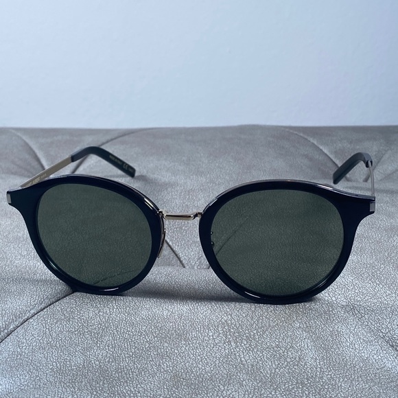 Yves Saint Laurent Black Round Sunglasses - Picture 8 of 15